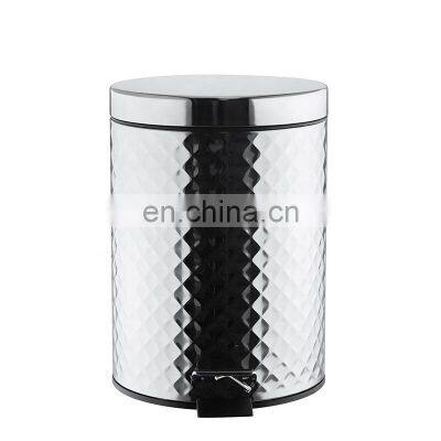 Stainless Steel Embossing High Quality Pedal Trash Can and Standard Trash Can With Toilet Brush Garbage Can photo-3