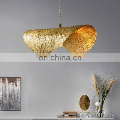 Industrial LED Pendant Lamp New Designer Stair Creativity Leaf Shape Hanging Lights Decor Restaurant Hanging Brass Lamp