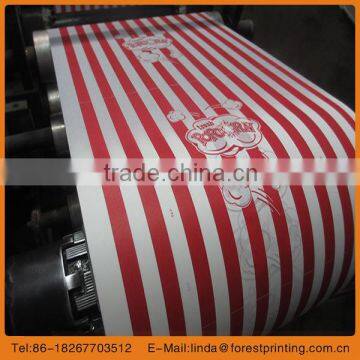 stripe food bag 2014 customer kraft paper supermarket popcorn bag printing paper