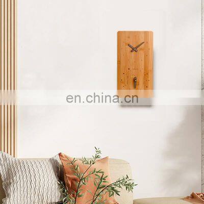 Minimalist Japanese Style Rectangle Natural Original Bamboo Tide And Singing Bowl Analog Nordic Luxury Wall Clock Decor