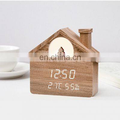 Creative House Shaped Christmas Decorative LED Digital Clock Temperature Humidity Display Night Light Desk & Table Clock  Spring