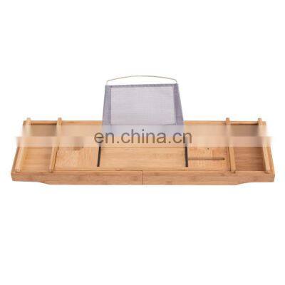 2020 New Natural Bamboo Bathtub Rack Retractable Nordic Light Luxury Bathtub Show Caddy Bamboo Wood Bathtub Caddy photo-2