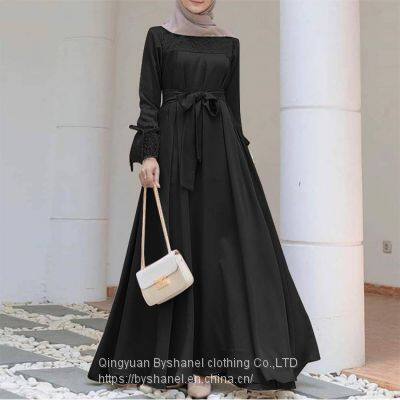 BS-FC503 Abaya Muslim Jilbab Dress Women Stitching Maxi Kaftan Arab Lace Islamic Dress Women's Sundresses With Sleeves photo-2