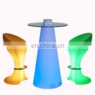 wireless illuminated glowing led portable led light bar cocktail tables and chairs plastic kitchen counter height bar tables led