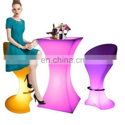 bar table sofa /RGBW color changing led outdoor patio garden nightclub furniture plastic party tables and chairs