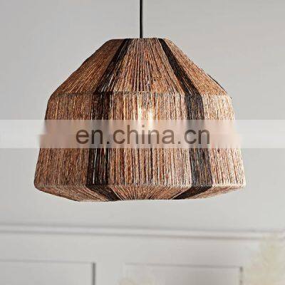 Natural Material Jute Lampshade Stripe Rope Nature Straw Pendant Light Decor Home Vietnam Supplier photo-3