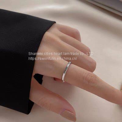 S925 Silver Tide of Men and Women With Personality Cold Wind Hip-hop Singelringen Senior Sense Refers to the Small Boys photo-2