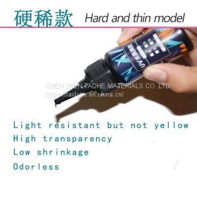 UV Drip Adhesive Odorless, Transparent, Low Shrinkage, Quick-Drying UV Crystal Drip Adhesive DIY, UV Cured Hard Thin UV Drip Adhesive