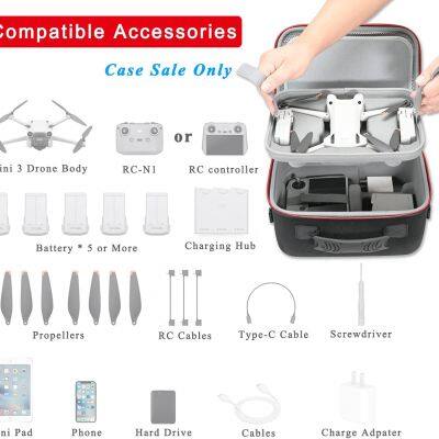 Carrying Case for DJI Mini 3 Pro Drone, Fits Full Set of Accessories(Allows Arms Unfold and Fold) photo-2