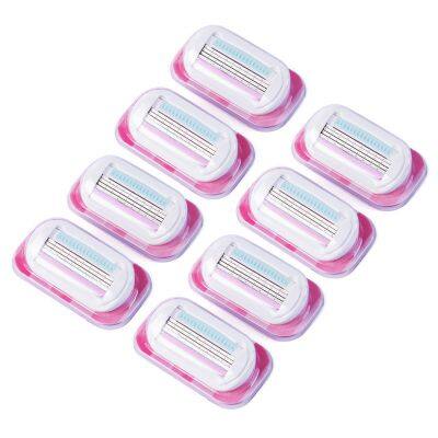8 Cartridges/pack Shaving Blade for Women Germany Stainless Blade 4 Layers Private Label Hair Remover Safety Razor GF-0328