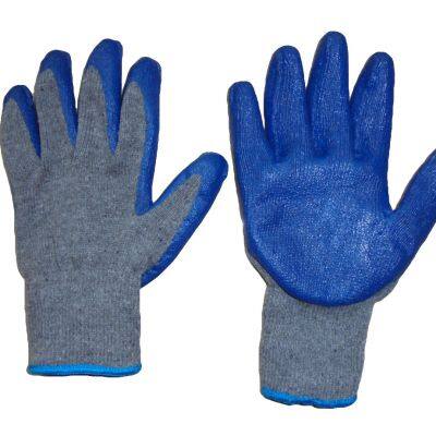grey cotton thread 10 gauge knitted smooth blue latex palm coated safety work gloves