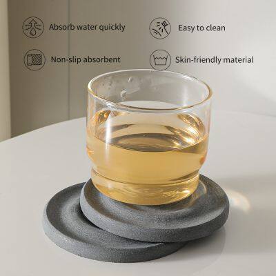 Sheenyoo Absorbent Diatomite Wave Engraving Ripple Stone Cup Coaster photo-3