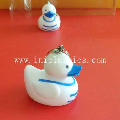 Item: duck key chains color:white material:vinyl size:about 5x6x7cm logo custom:available