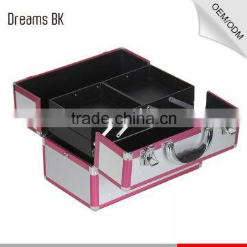 Professional pink cosmetic case , aluminum beauty display case,portable make up case