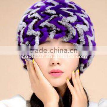 New Style Colorful Genius Lady Rex Rabbit Fur Thick Thread Female Beanie photo-4