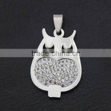 New Stylish High Quality Stainless Steel Diamond OWL Pendant Necklace Wholesale photo-4