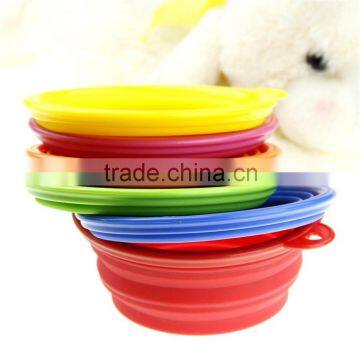 Colorful Wholesale Promotion Food Grade Pet Feeding Water Food Holder Collapsible Travel Bowl Fortable Silicone Pet Bowl