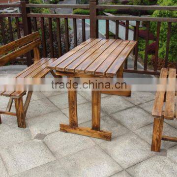 patio solid wooden bench and table for garden outdoor furniture