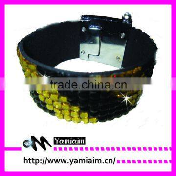 New crystal rhinestone leather bracelet wholesale