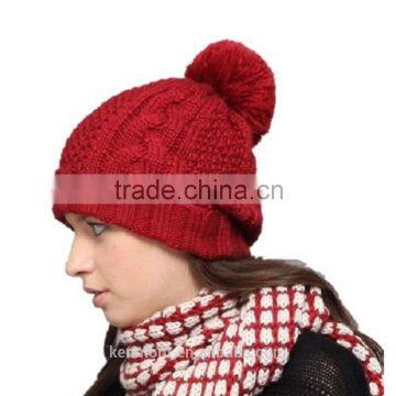 High quality custom patch winter means pompom beanie hat