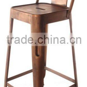 INDIAN IRON INDUSTRIAL AGED BAR STOOL WITH BACK , IRON BAR STOOL TALL