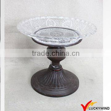 Antique Metal and Glass Recycle Pedestal Cake Plate