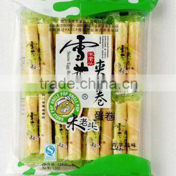 baked snacks 150g crispy egg roll wafer green apple filling