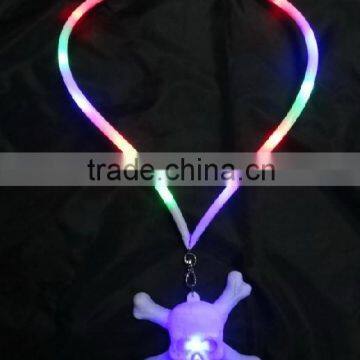 LED Flashing Skull Necklace with Plastic Lanyard light up toys for festiva