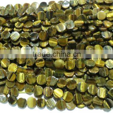 Tiger eye 10 - 12mm coin beads gemstone natural semi precious loose beads