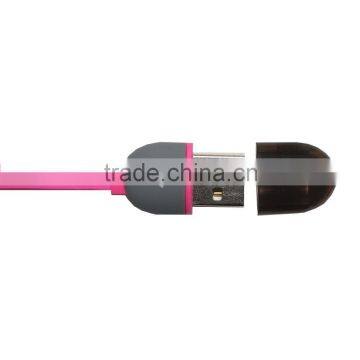 Pink color high speed Micro usb 2 in 1 cable for mobile phone