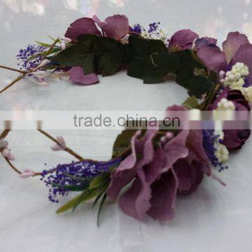 HL017 Wholesale Fashion Tiara Flower Crown Headband for Women Wedding Flower Garland Crown photo-5