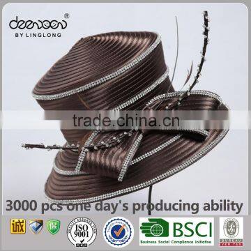 Women Satin Ribbon Party Hat With Cocktail Wholesale Lady Church Hat