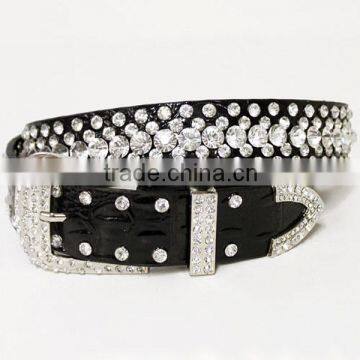 Crystal Crocodile Print Faux Leather Fashion Belt