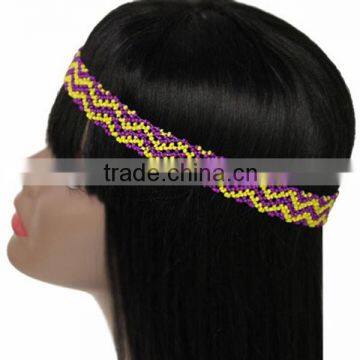 PURPLE CHEVRON PATTERN STRETCH HEADBAND FASHION HAIR JEWELRY