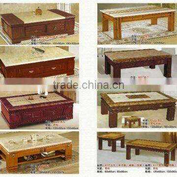 Marble Top Tea Table Set With Wood Side photo-5