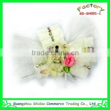 Flower lace chiffon trimming accessory high decoration wedding bridal chiffon flower hair accessories decoration