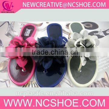 latest hotel thong women flip flop PVC slipper with flower