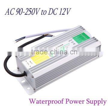 Waterproof IP67 AC 90-250V to DC 12V 6.65A 80W Voltage Lighting Transformer Switch Power Supply for Led Strip