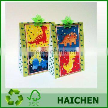 Cartoon Green Dinosaur customized paper gift bag