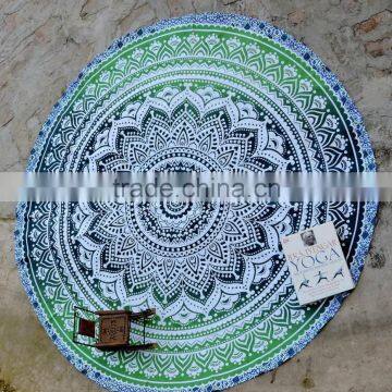 Green Ombre Mandala Tapestry Home Dorm Decor Bohemian Hippie Beach Throw Roundie Mandala Tapestry