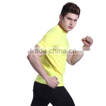 Custom Round Collar Short Sleeve Fluo Yellow Cycling Tshirt