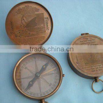 Nautical Brass compass SLIM FLATE pendant/ Nautical Pendant / LENCE COMPASS FOR PENDANT