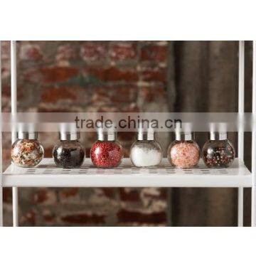 Trade Assurance OEM package Glass Manual Salt And Pepper Grinders Mills bottles with stainless steel cap-Round