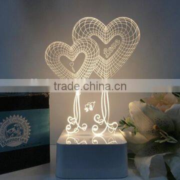 Heart Shape USB Powered 3D Led Desk Lamp with Touch Button