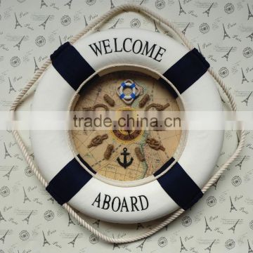 Nautical Decor Lifebuoy Wall Art - Clock 14"