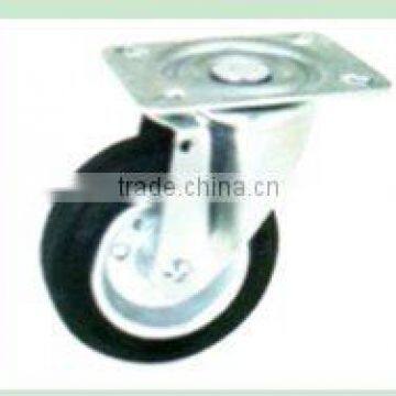 Swivel Castor/ Swivel Brake Castor/ Rigid Castor Fitted with Black Rubber Wheel, Metal Rim