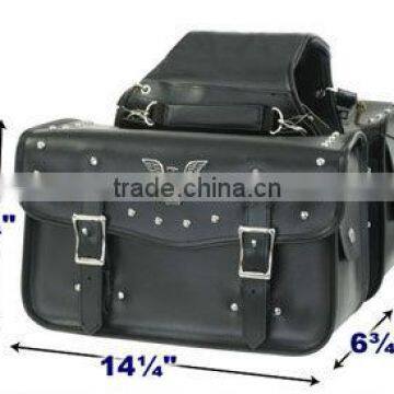 Black Leather Motorcycle Saddle Bag