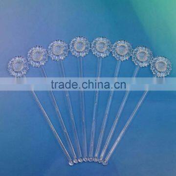 8.3 inch transparent sunflower stick/swizzle sticks/ cocktail stick stirrer