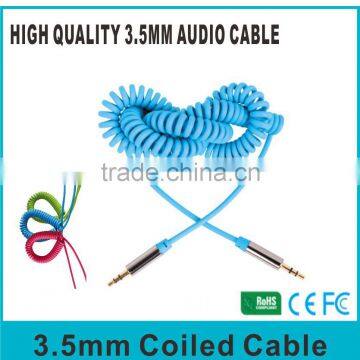 Pure OFC shielded 3.5mm auxiliary coiled cable 3m lead length