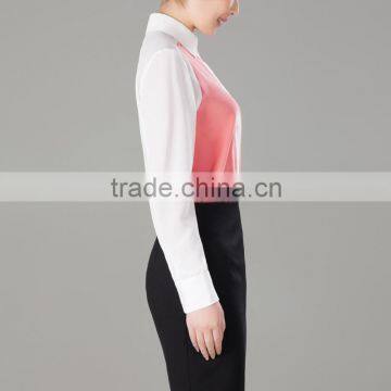 Women's Color-Block Silk 100% Top Blouse Shirt OEM ODM Type Clothing Factory Manufacturer From Guangzhou photo-4